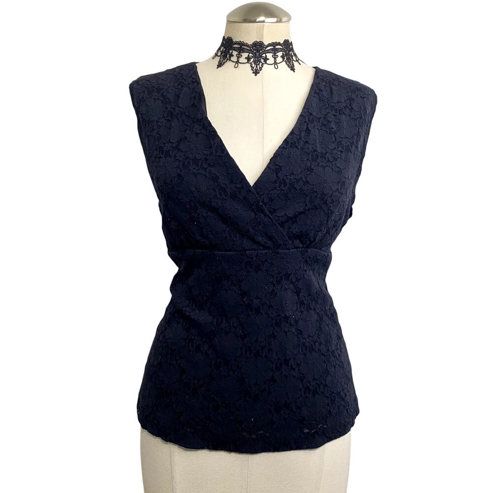 Vtg Y2K George Faux Wrap Lace Whimsigoth Grunge Office Siren Corp Goth Blouse